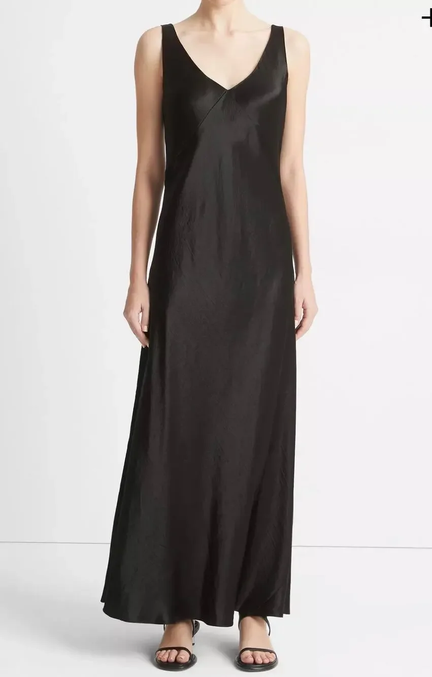 New Vince satin V-neck maxi slip dress size XS - Picture 1 of 4